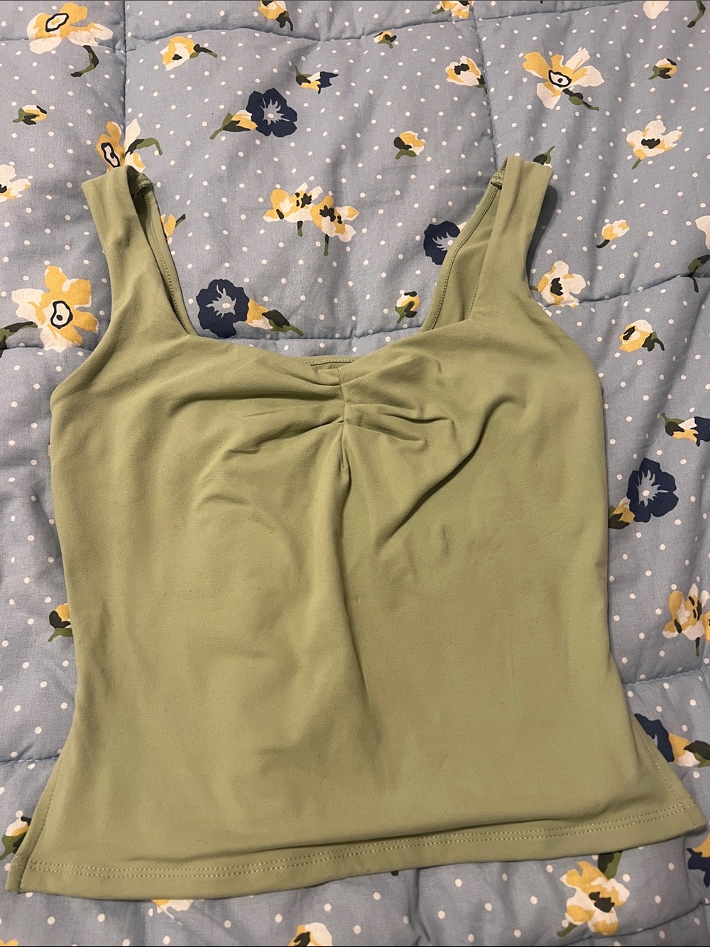 Classic Gathered Front Tank Top - Sage Green